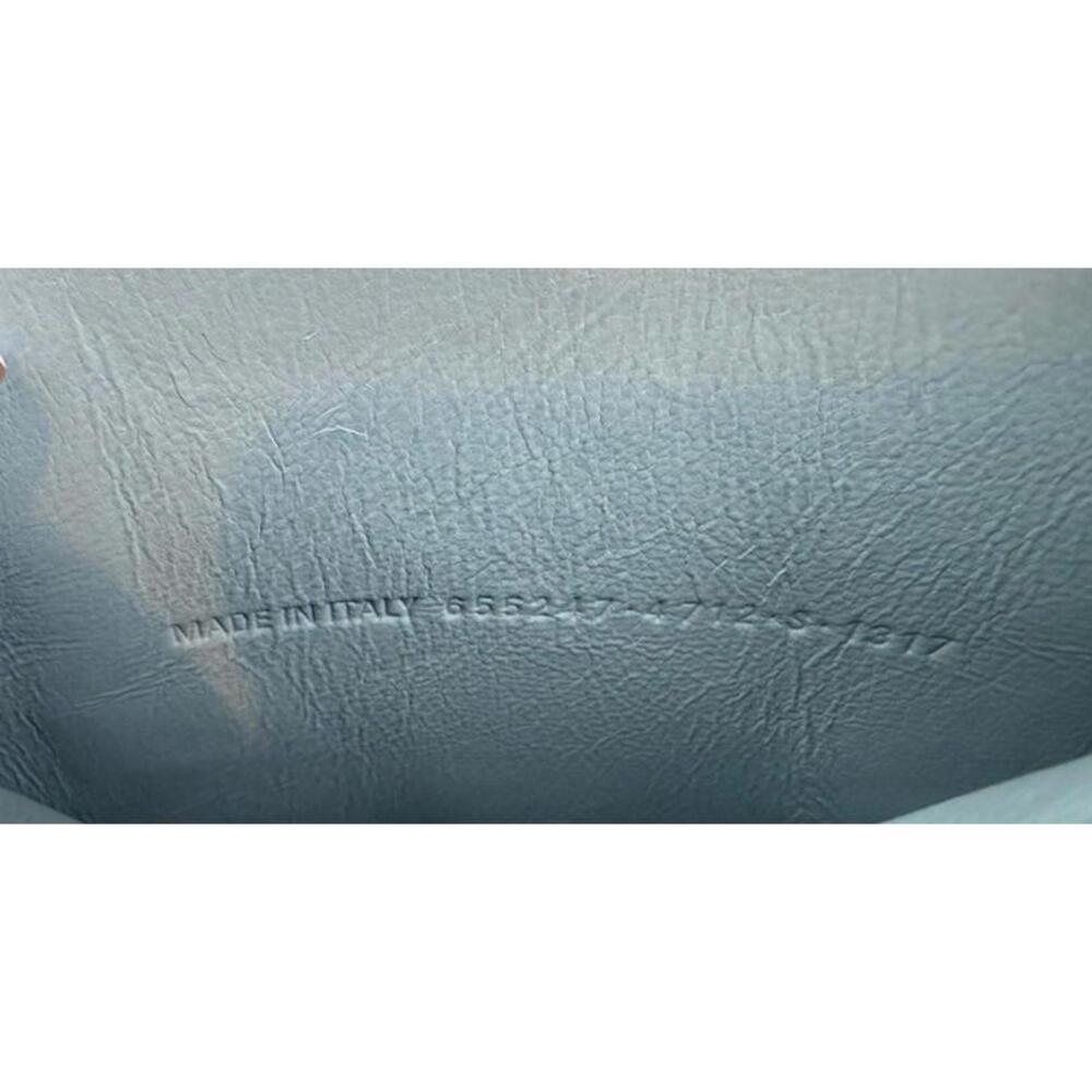 BALENCIAGA Blue Grey Pebbled Leather Neo Classic City Crossbody Clutch Bag - Picture 13 of 13